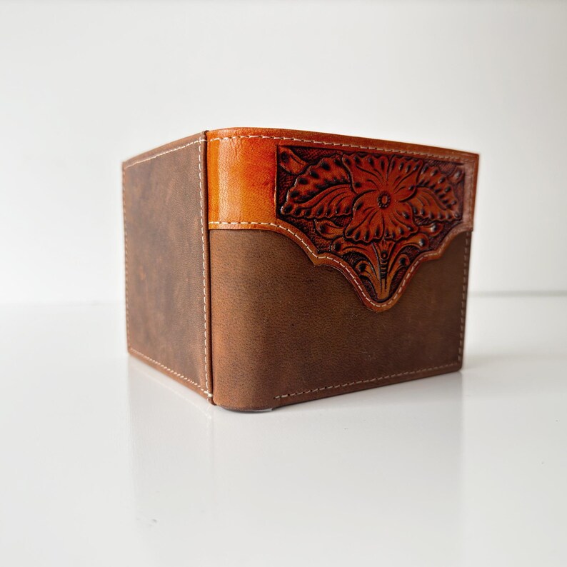 Handcrafted Leather Wallet with Elegant Floral Embossing | Perfect Gift for Him