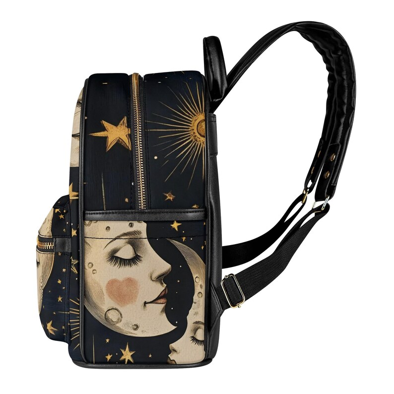 Sun Moon Love PU Leather Backpack