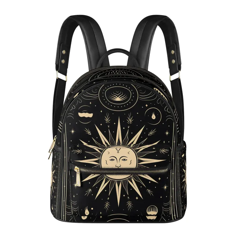 Vintage Astrology Vegan Leather Backpack PU Backpack Mini Backpack Cute Bags for Girls Women Gift Bags