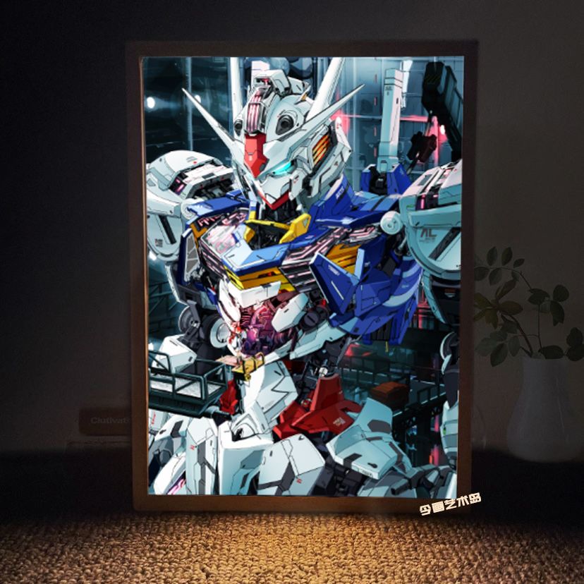 动漫高达灯光画充电抖音同款创意发光画ins卧室床头小夜灯氛围灯