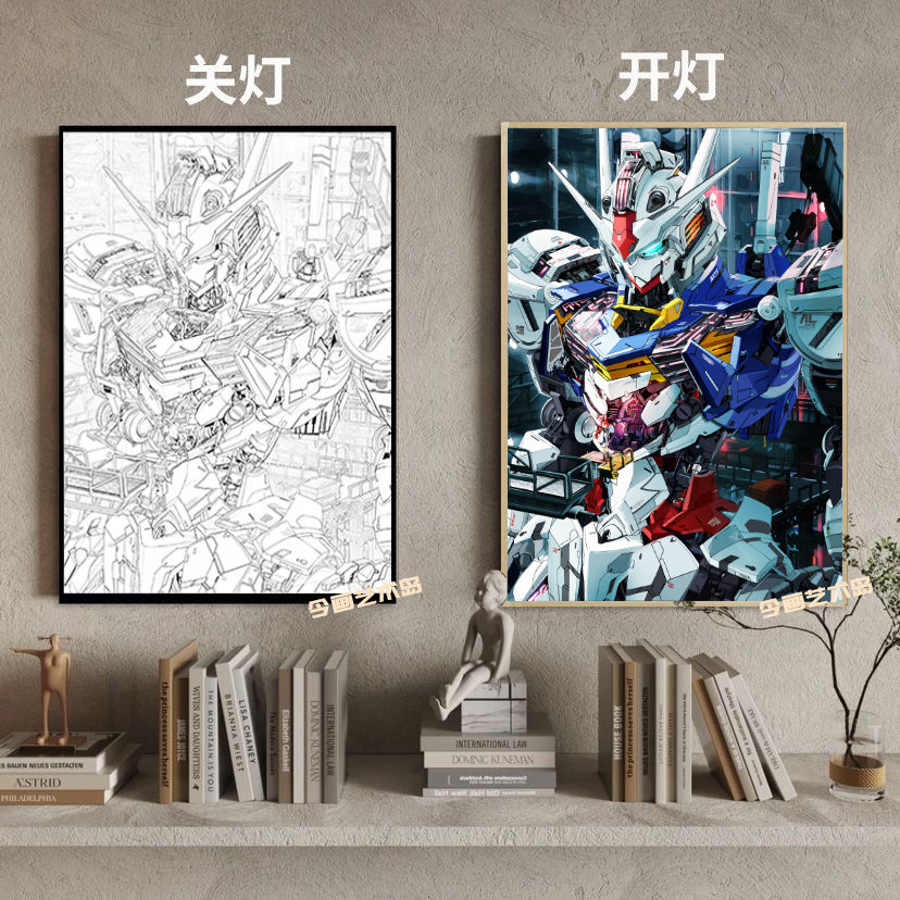 动漫高达灯光画充电抖音同款创意发光画ins卧室床头小夜灯氛围灯