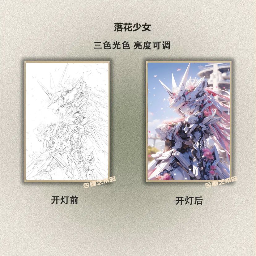 动漫高达灯光画充电抖音同款创意发光画ins卧室床头小夜灯氛围灯