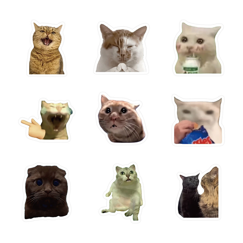 300张猫meme贴纸可爱搞笑鬼畜猫咪ins风表情包梗图素材手账本贴画