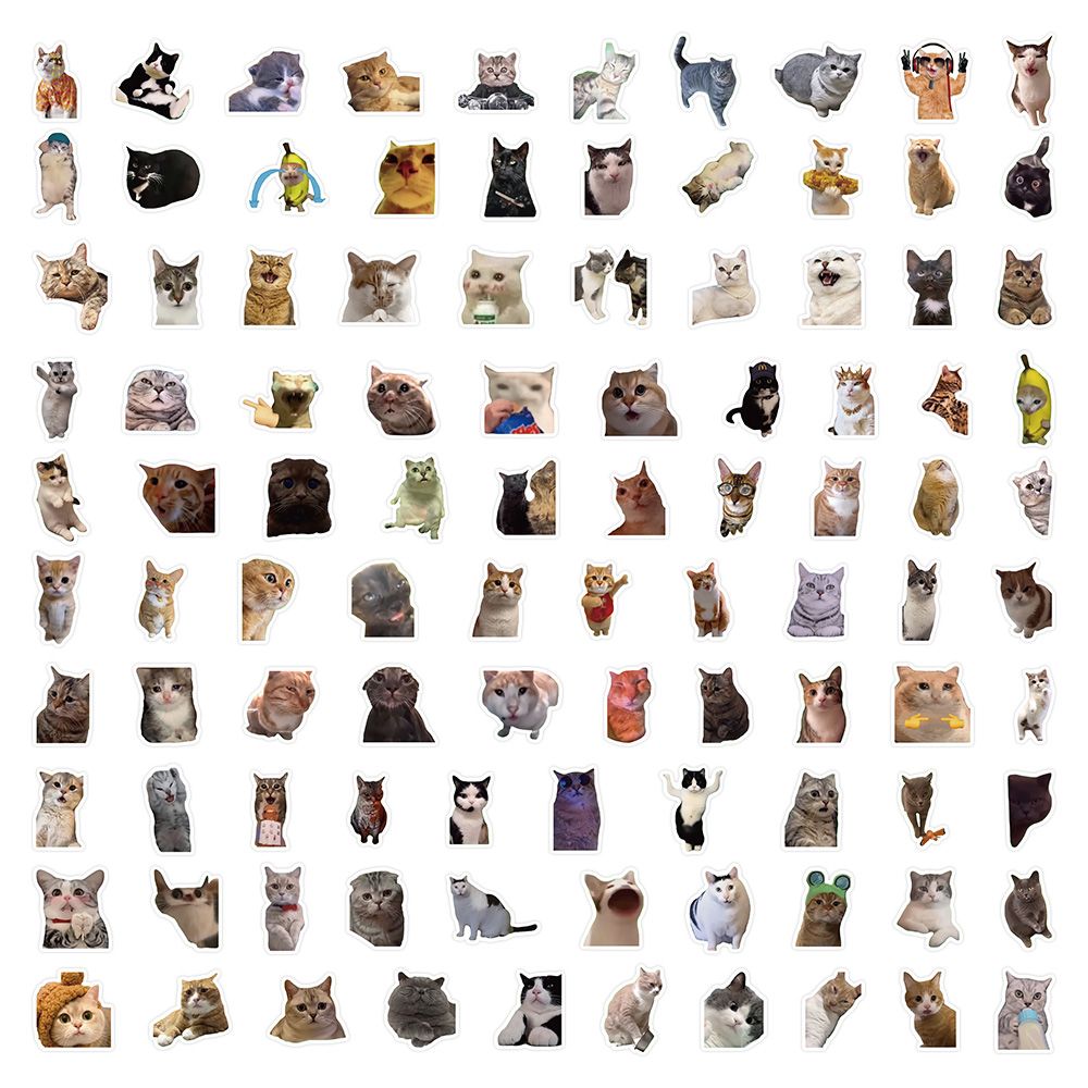 300张猫meme贴纸可爱搞笑鬼畜猫咪ins风表情包梗图素材手账本贴画