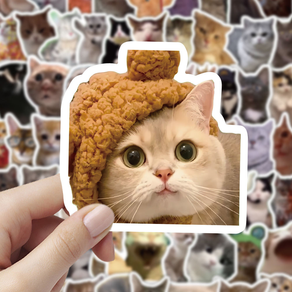 300张猫meme贴纸可爱搞笑鬼畜猫咪ins风表情包梗图素材手账本贴画