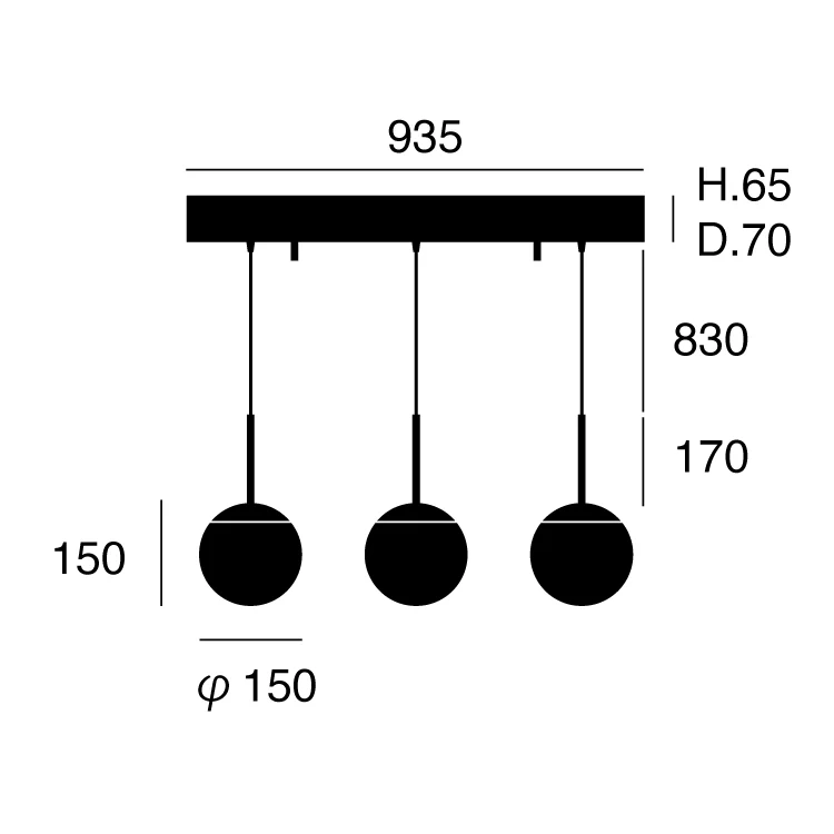 Bliss mini 3-dining pendant