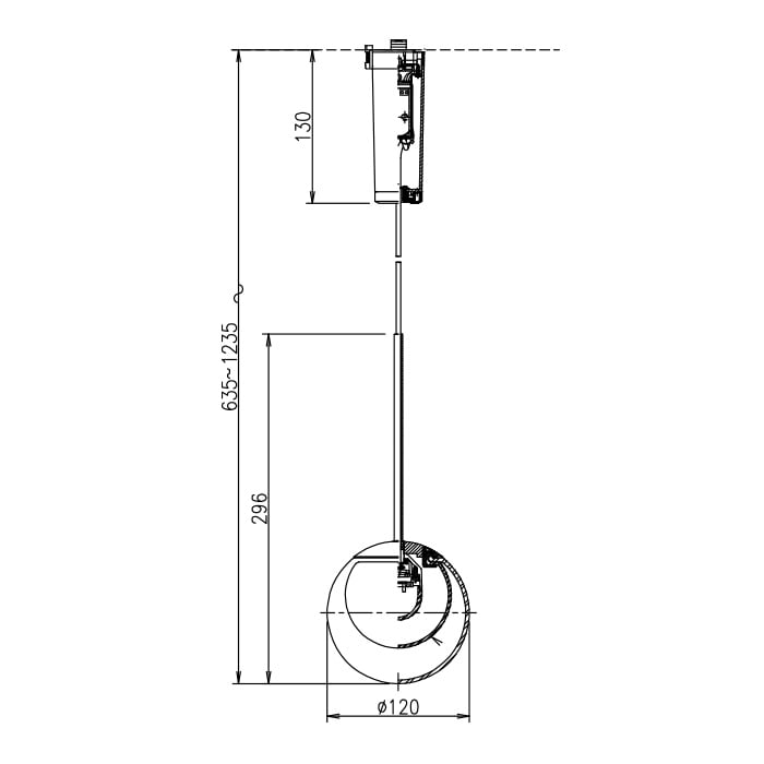 MORE STYLE Φ120・スモークガラス ペンダントライト｜ダクトレール用