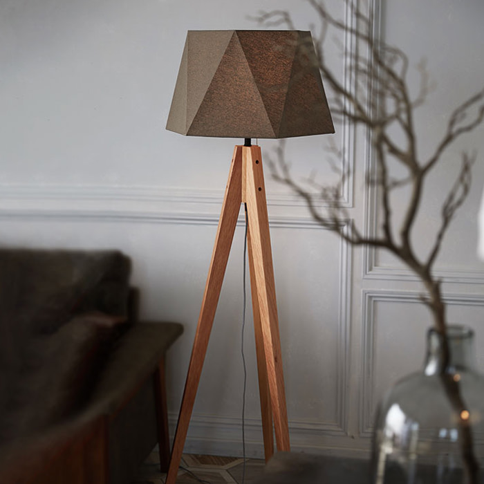 フロアスタンド 北欧 60W 布 木 | 各2色
