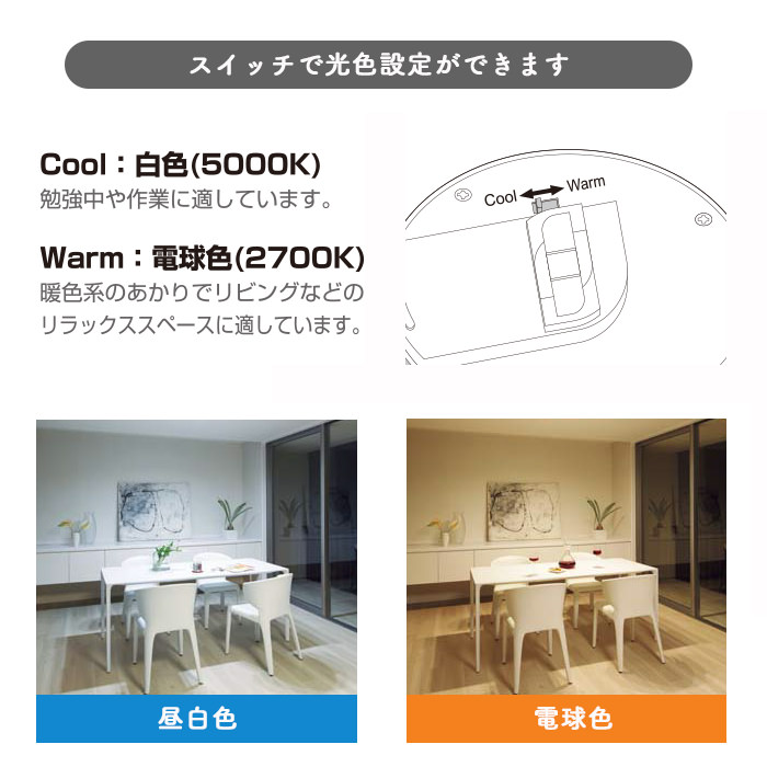 光色切替型ダウンライト ダクトレール用・100W相当｜ホワイト