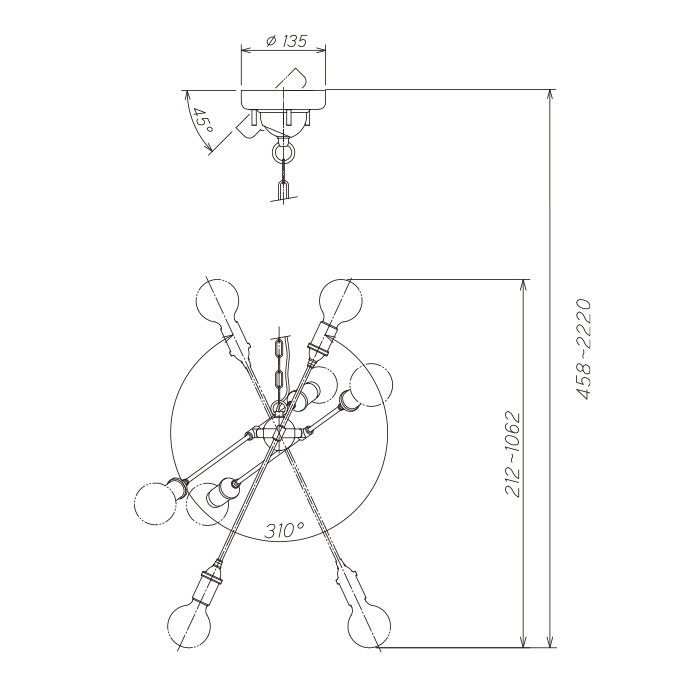 STEAMPUNK 6灯ペンダントライト