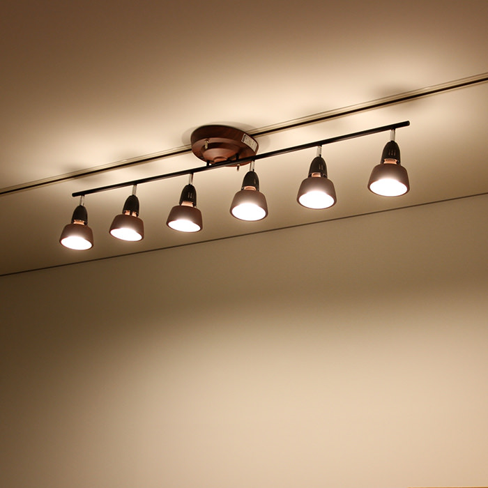 リモコン式 6灯シーリングスポット ブラウン×ブラック・8~12畳