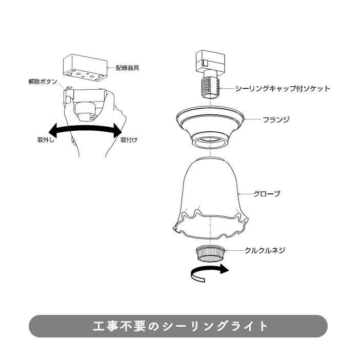 取付簡単 FIORA 小型シーリングライト