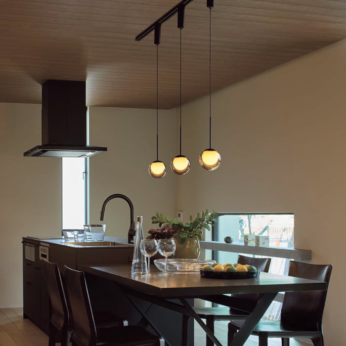 MORE STYLE Φ120・アンバーガラス ペンダントライト｜ダクトレール用