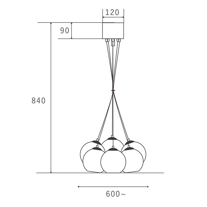 MARCO-6 6灯 ペンダントライト｜乳白ガラス