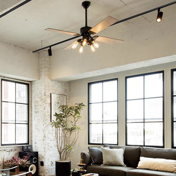 シーリングファンライト｜ヴィンテージ・古材リバーシブル羽根・リモコン