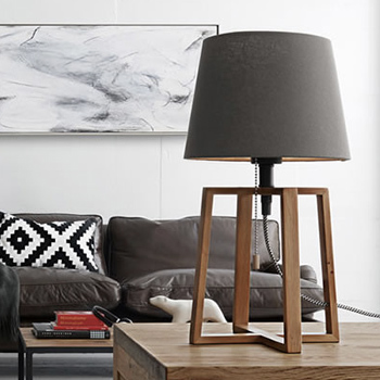 テーブルライト 布 バーチ無垢材 北欧 寝室 リビング | 全2色