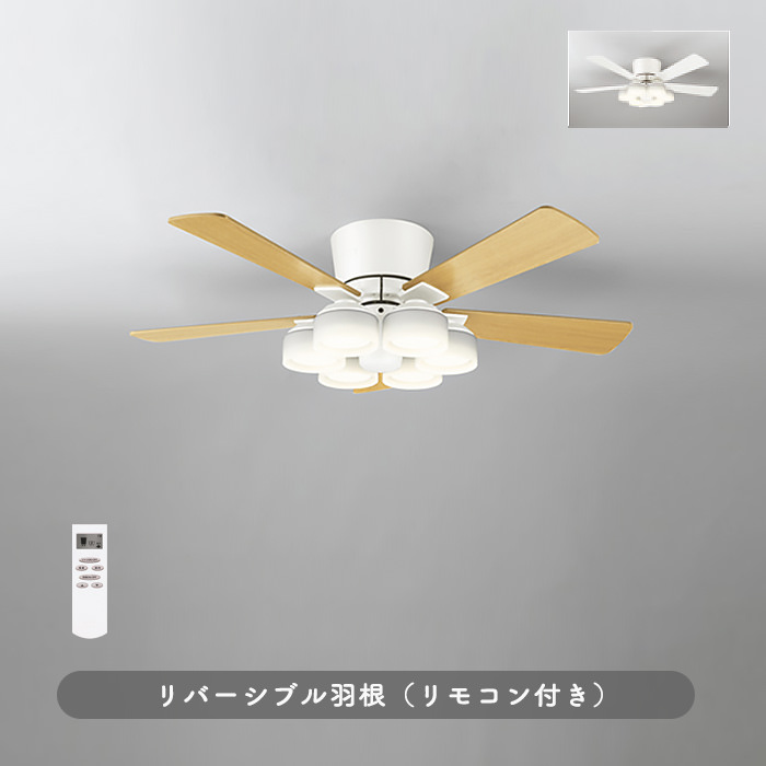 シーリングファンライト｜10畳・薄型・リバーシブル羽根・リモコン・ホワイト
