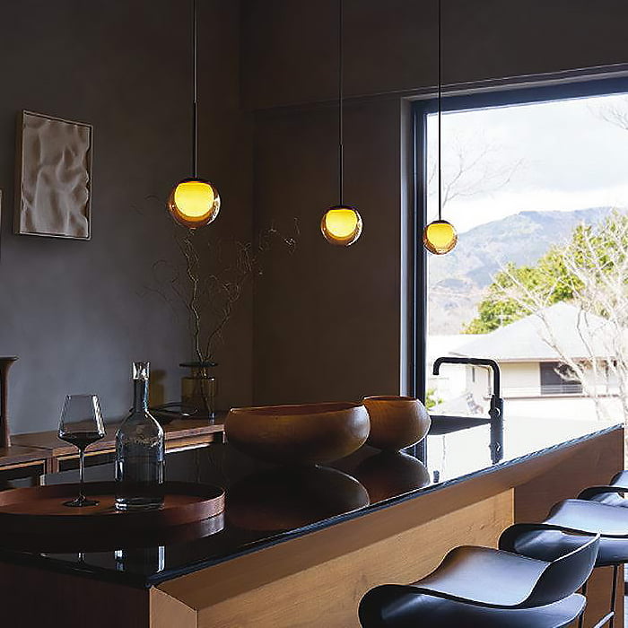 MORE STYLE Φ120・アンバーガラス ペンダントライト｜ダクトレール用