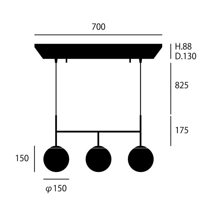 SB-3 3灯・120W ペンダントライト｜ホワイト