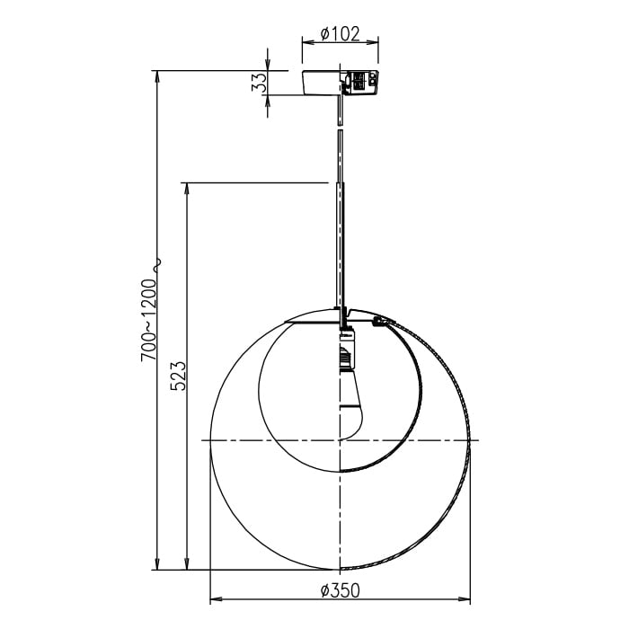 MORE STYLE Φ350 ペンダントライト｜スモークガラス