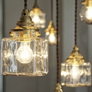 ペンダントライト 1灯 ガラス 真鍮 小型【2タイプ】