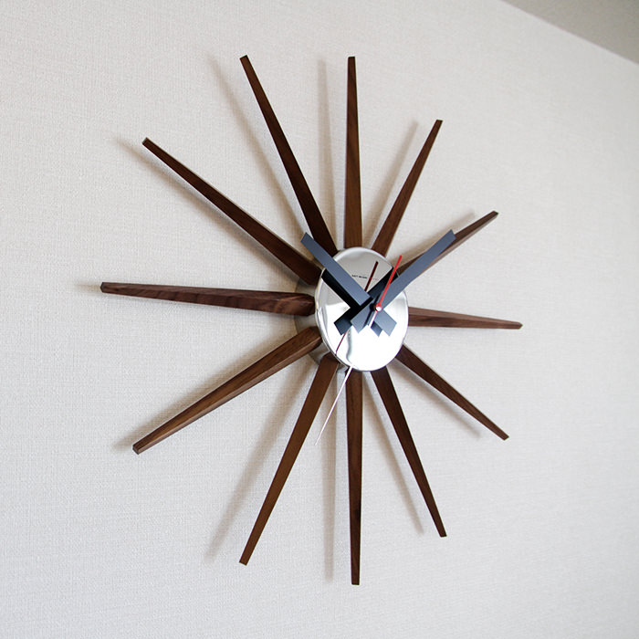 壁掛け時計 ブラウン・ミッドセンチュリー｜スイープムーブメント