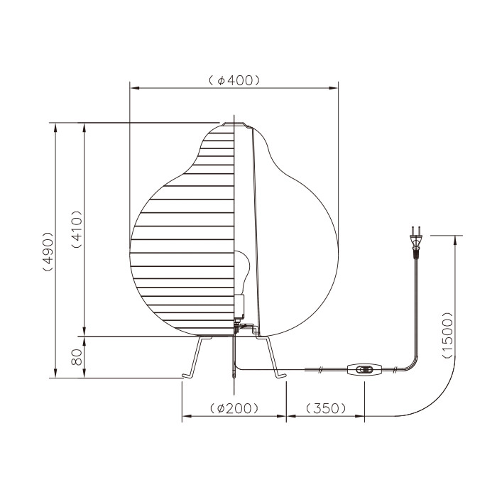 RAI-7561 美濃和紙 提灯スタンドランプ｜中間スイッチ式