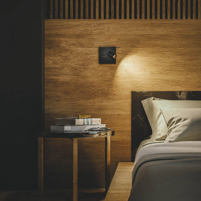 ベッドサイドウォールライト・調光スイッチ付き｜マットブラック