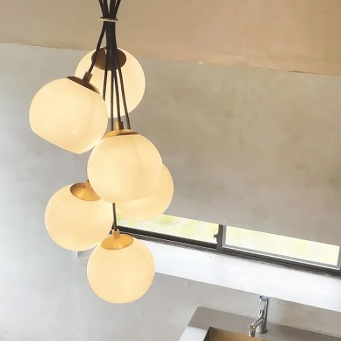 MARCO-6 6灯 ペンダントライト｜乳白ガラス