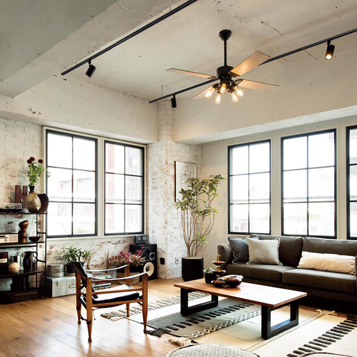 シーリングファンライト｜ヴィンテージ・古材リバーシブル羽根・リモコン