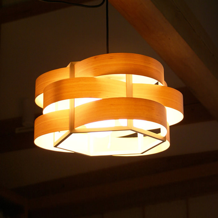 木流ウェーブ ペンダントライト・3灯式