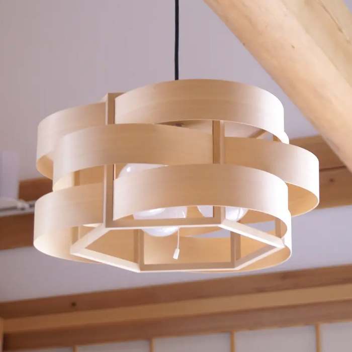 木流ウェーブ ペンダントライト・3灯式