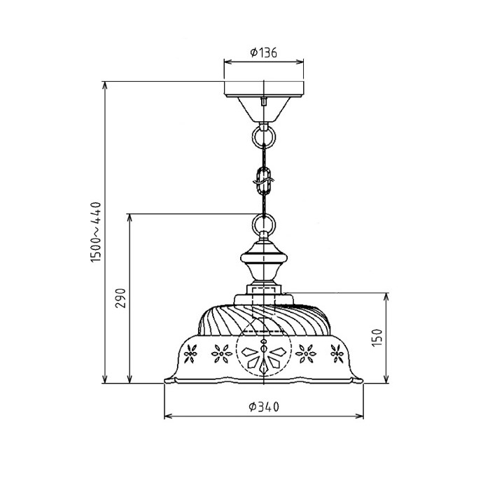 カントリー調 ダイニングペンダント100W【簡易取付型】