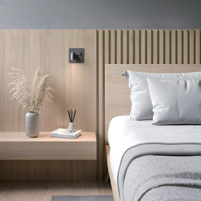 ベッドサイドウォールライト・調光スイッチ付き｜マットグレー