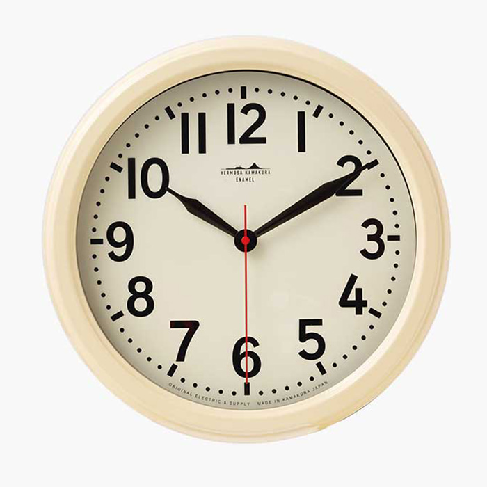 HORO-IVORY 琺瑯・レトロ・壁掛け時計｜アイボリー