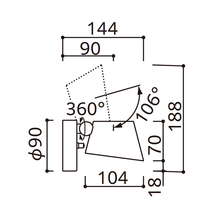 キッチンスポットライト 電球色・60W相当｜ブラック
