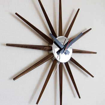 壁掛け時計 ブラウン・ミッドセンチュリー｜スイープムーブメント