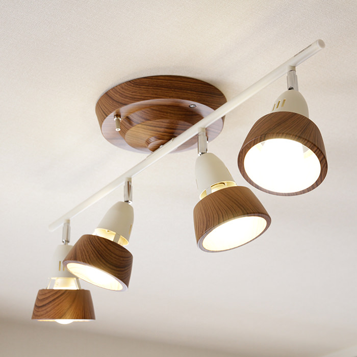 リモコン式 シーリングスポットライト・6-8畳 ベージュ×ホワイト