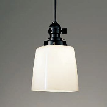 レトロ風 乳白ガラスペンダントライト・角形