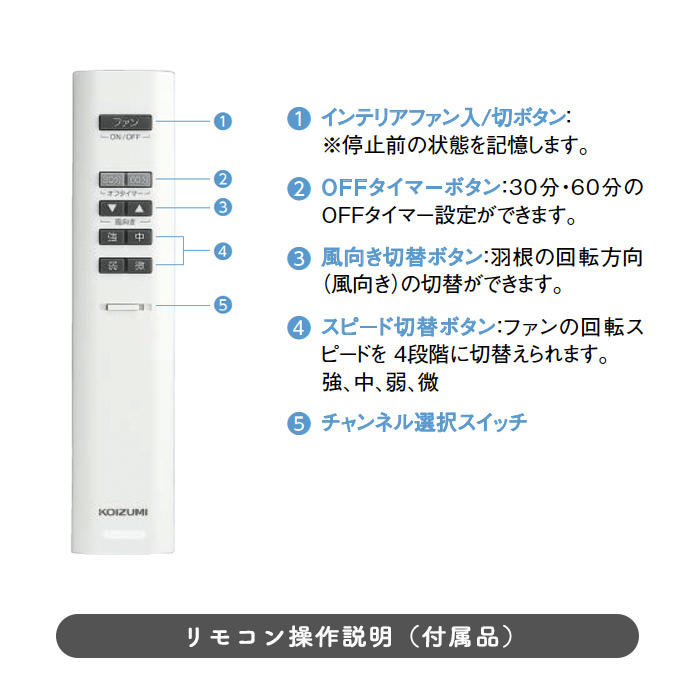 インテリアファン｜Φ700・傾斜対応・リモコン・オフホワイト