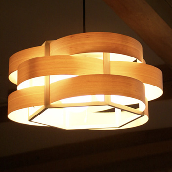 木流ウェーブ ペンダントライト・3灯式