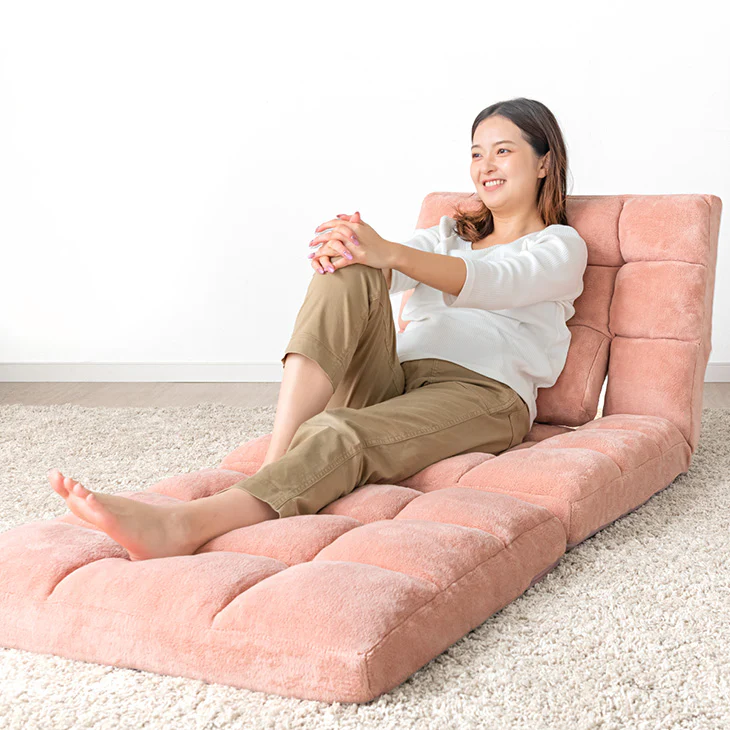 ランバーサポート付 座椅子 マットマン付 14段階リクライニング  コンパクト 折りたたみ 〔15200135〕