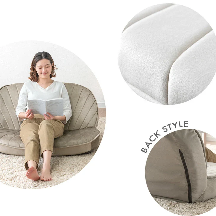 シェル型 ポケットコイル ローソファ 幅100cm 1人掛け 2人掛け リクライニング座椅子〔15200107〕