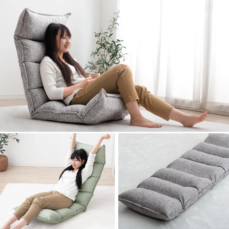 座椅子 ハイバック 低反発 42段階 リクライニング座椅子 チェア 〔15210015〕