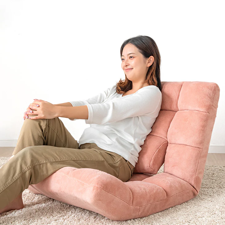 ランバーサポート付 座椅子 14段階リクライニング 5段階 フットレスト コンパクト 折りたたみ  〔15200126〕