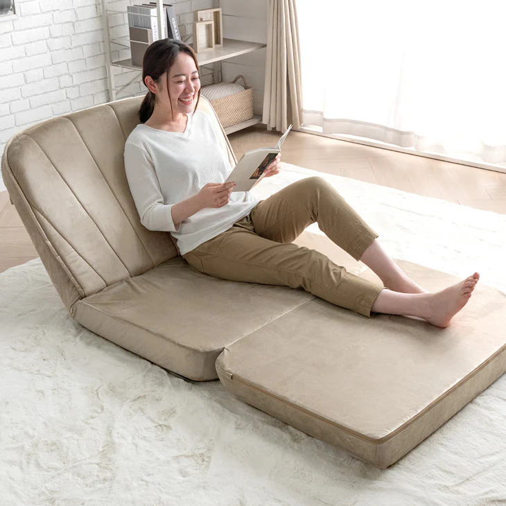 3way ソファベッド 幅89 コンパクト リクライニング ローソファ ソファ 座椅子 くすみカラー 折りたたみ〔44030042〕