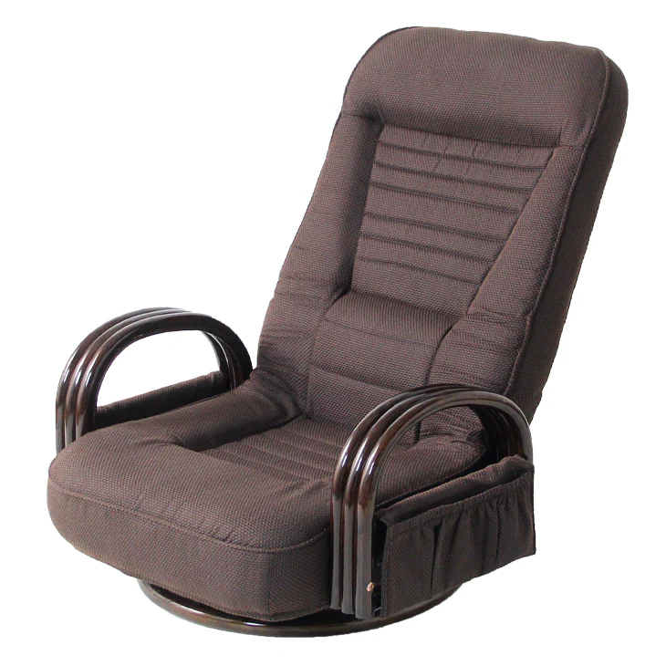 座椅子 リクライニング 回転式 ロータイプ ラタンチェア 〔21300043〕