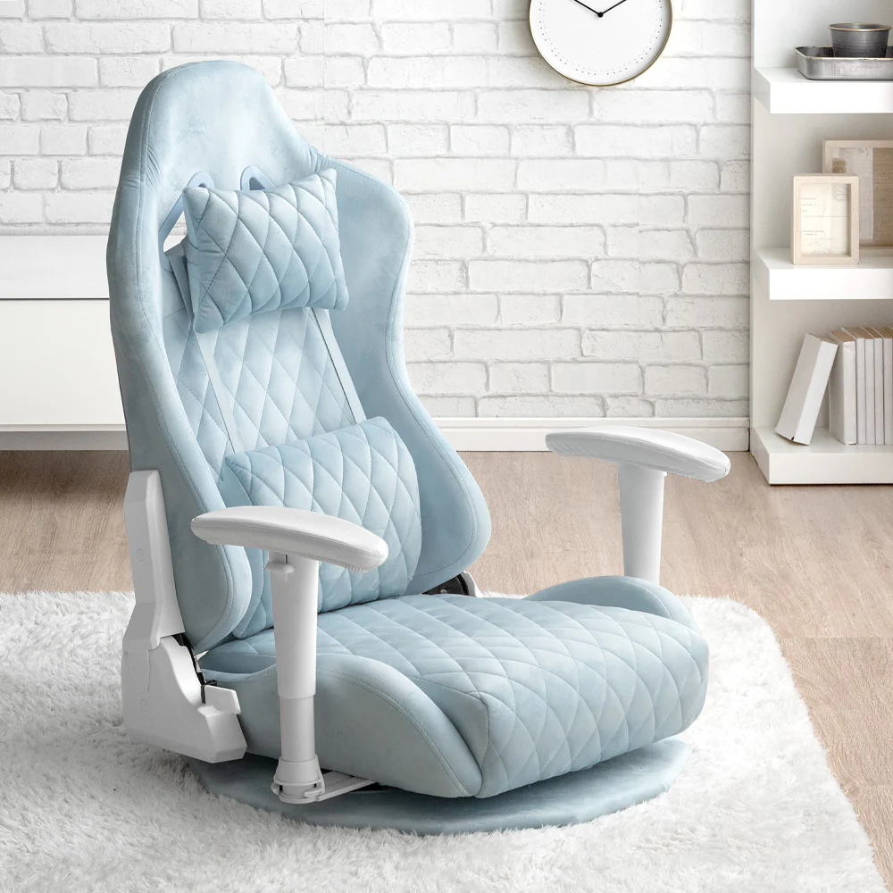 座椅子 オトナ可愛い ゲーミング座椅子 回転式 ハイバック  アームレスト付 肘掛け 〔47800002〕