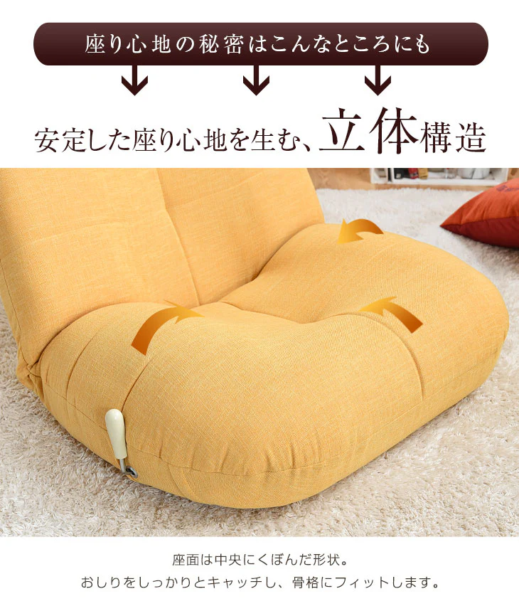 BIG ポケットコイル 座椅子 ポケットコイル 無段階 リクライニング座椅子 レバー式  〔16210001〕