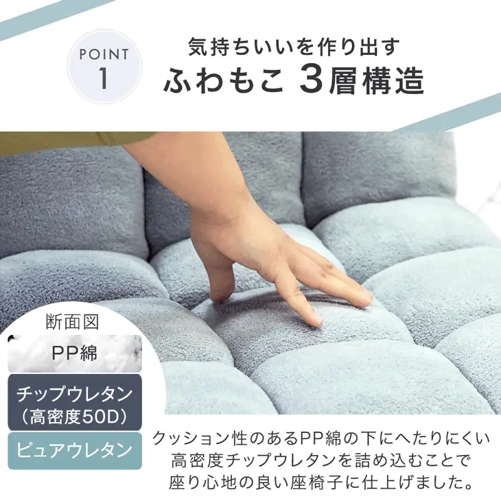 ［幅100cm］ニュアンスカラー ハイバック ソファ ヘッドギア リクライニング ロータイプ 座椅子 折りたたみ2人掛け sofa 一人暮らし 北欧 おしゃれ〔15200103〕